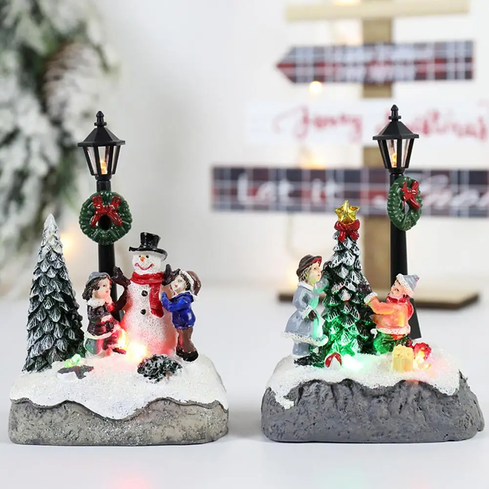 

Christmas House Furniture Doll House LED House Decor Light With Resin mini House Home Decorations Gifts ( batteries not include)