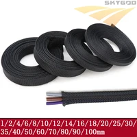 dropship 1510m black pet braided sleeving diameter 1100mm insulated wire cable protection sleeve flame retardant nylon tube