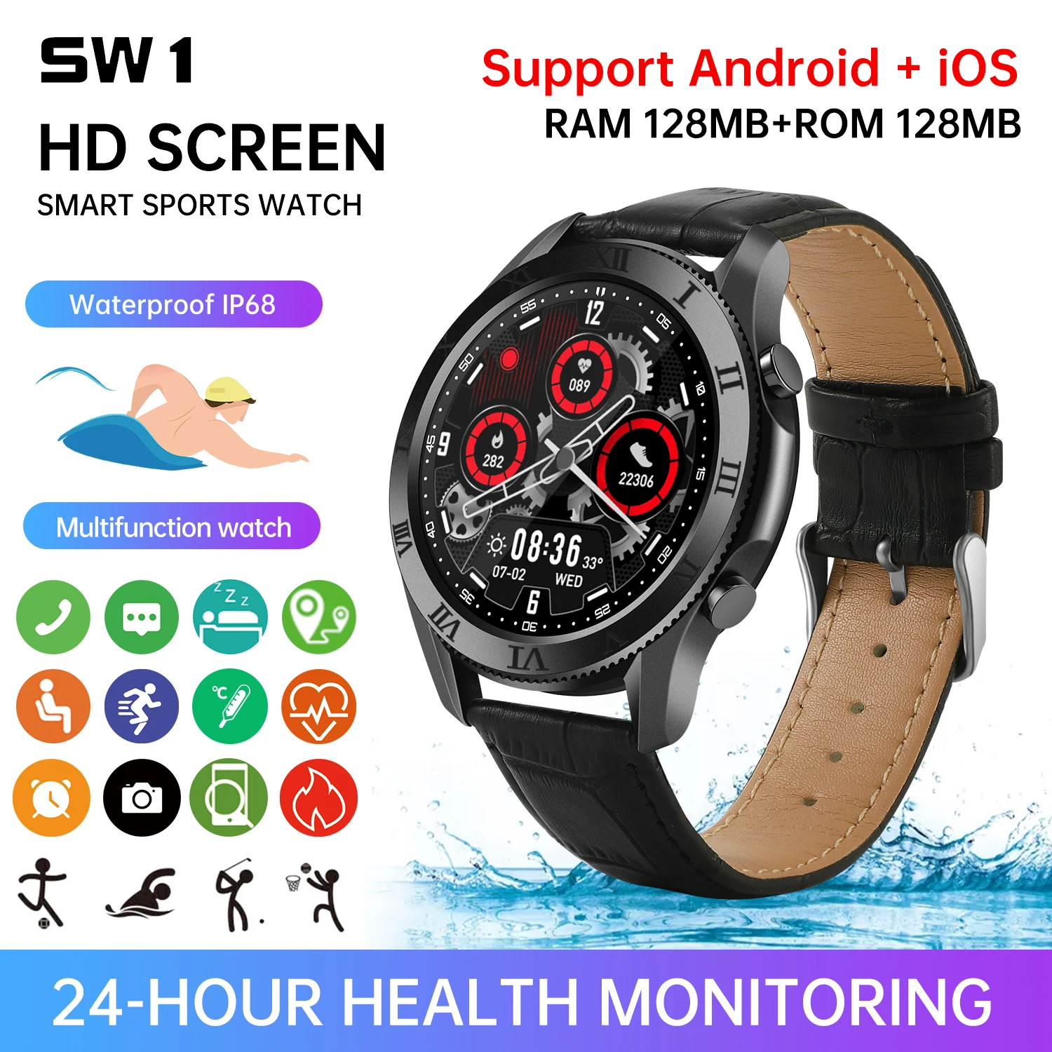 

SW1 Pro Smart Watch Men Android Sports Huawe Women's Wristwatch Men's Watches Fitness Bracelet Samsung Galaxy Smartwatch