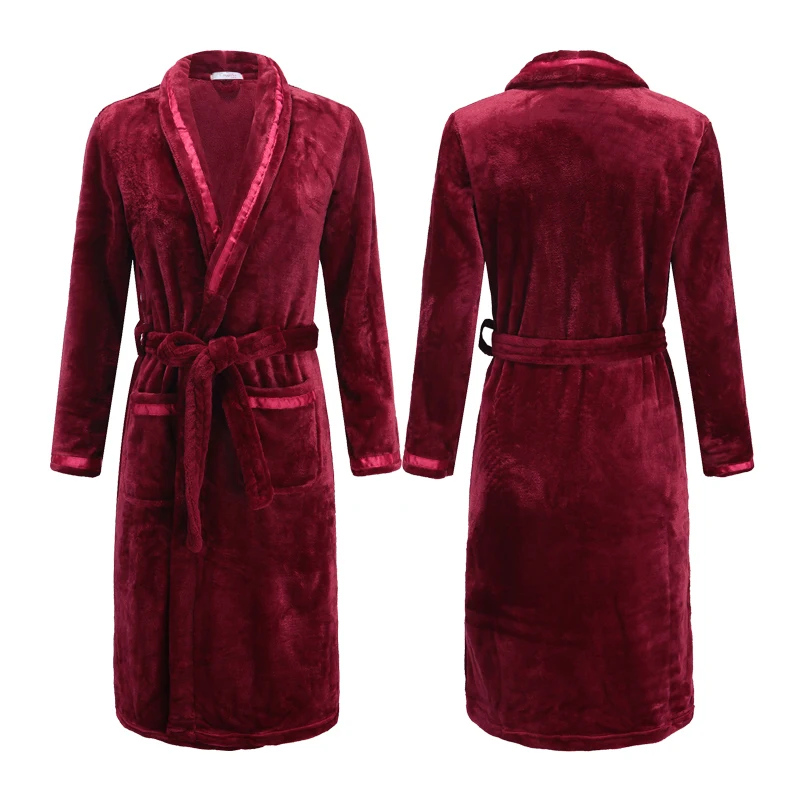 H5979 мужской халат толстый фланелевый теплый осень зима длинный рукав пижама