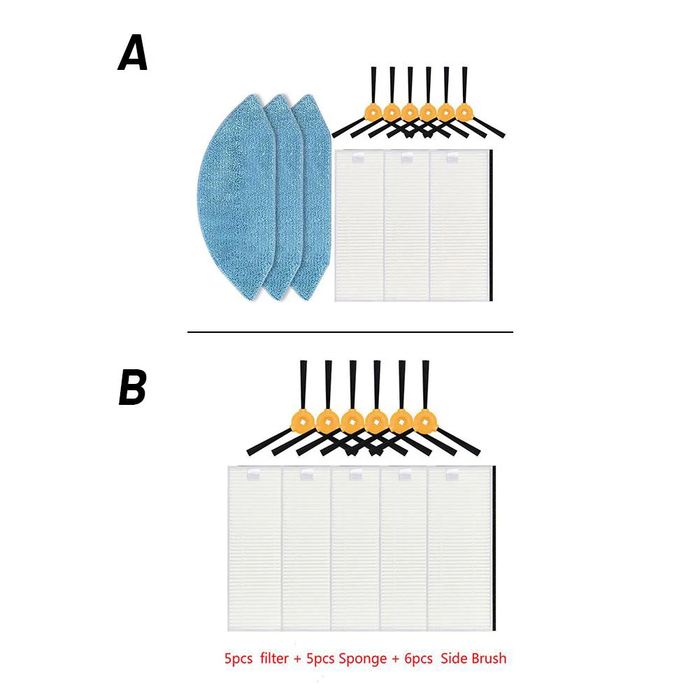 

Filter Side Brush Mop Cloth Pads Rag Set For Ecovacs Deebot U2 DGN22 Robot Vacuum Cleaner Parts Filtes Cleaning Brushes Mops Pad