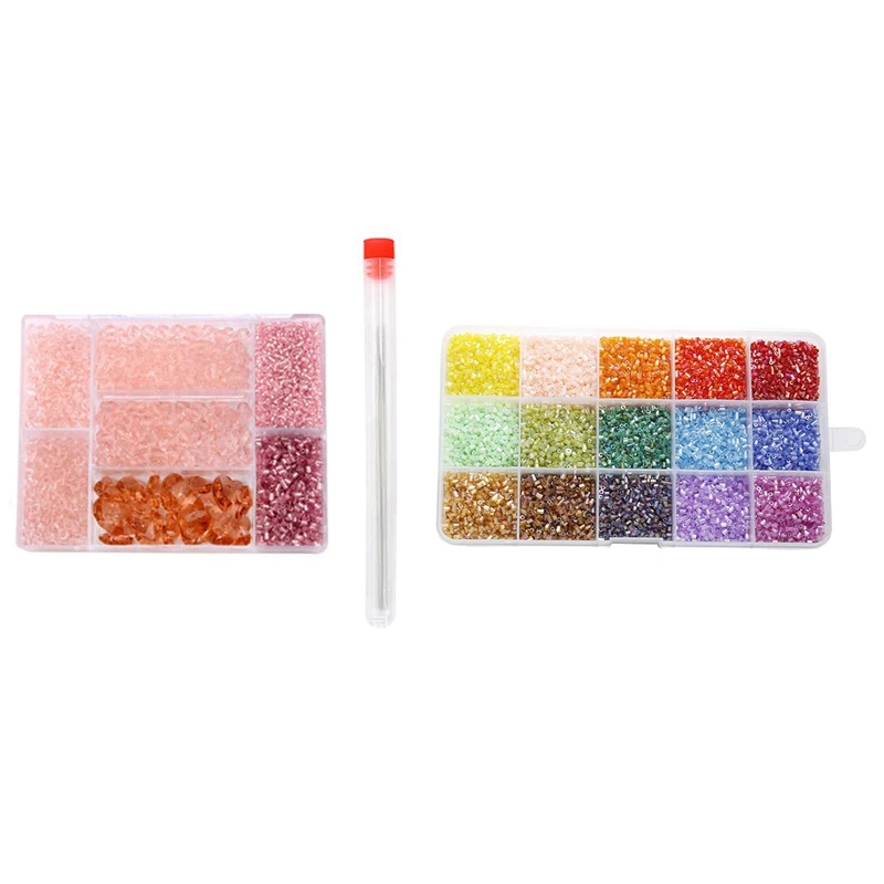 

Multicolor Tube Beads Crystal Glass Beads DIY Seed Beads with Crystal Bead Charm Glass Bead Bulk Separated Bead Pink