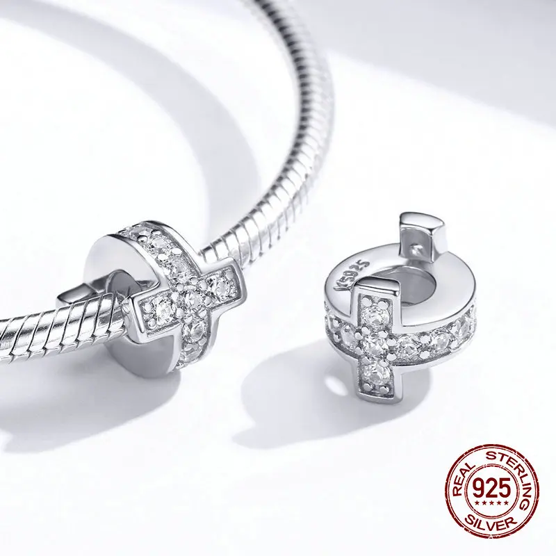 Женский браслет из серебра 925 пробы с блестящими прозрачными фианитами