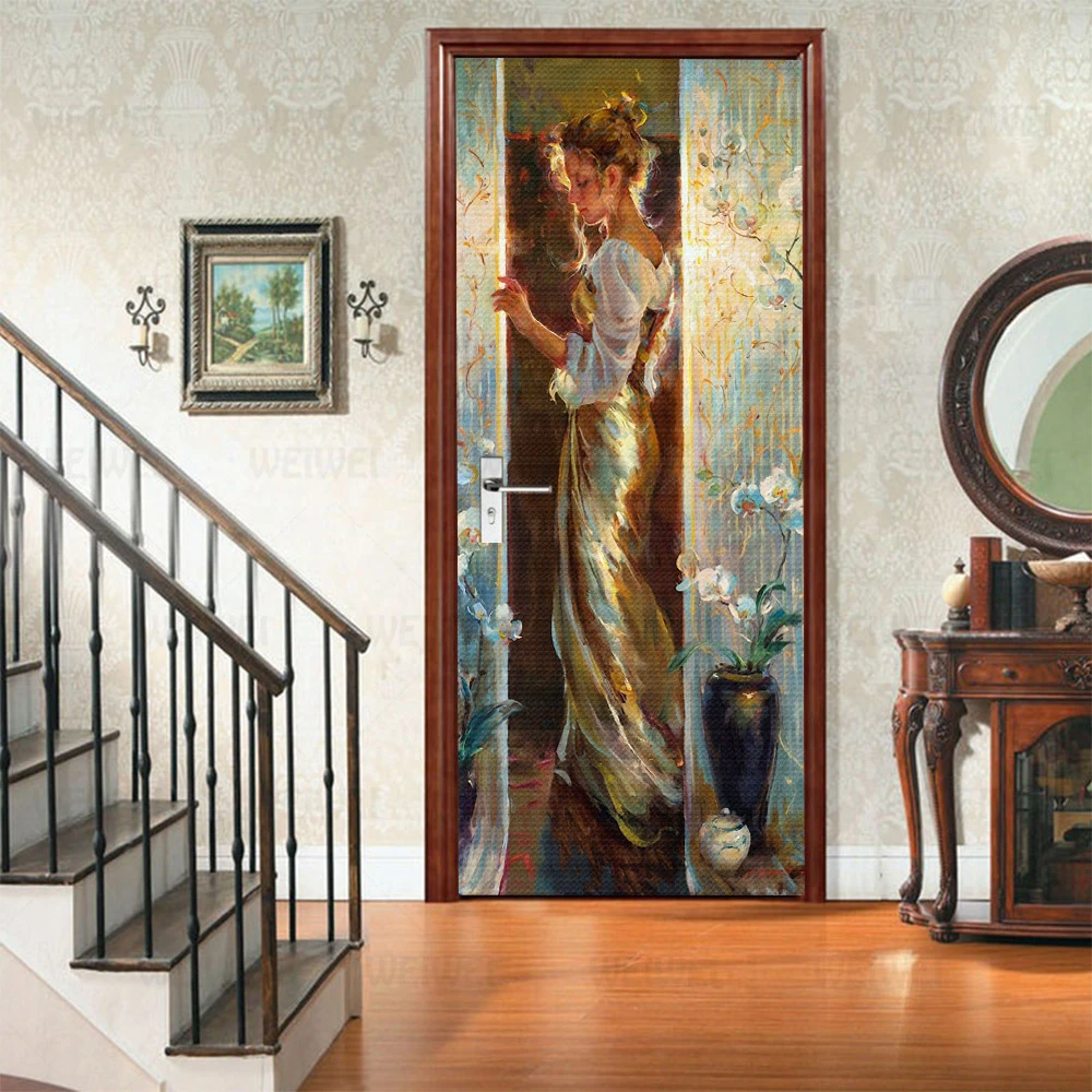 Дверные наклейки для привлекательной девушки креативные самоклеящиеся съемные