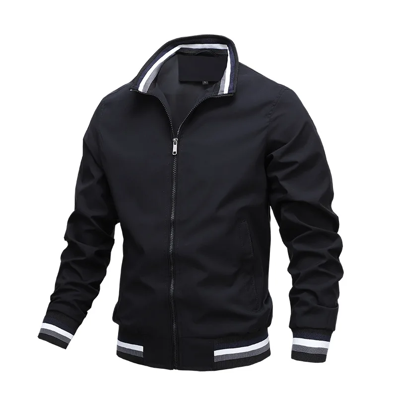 

Men's Bomber Jacket Autumn Mens Casual Slim Fit Windproof Jacket New Fashion Stand Collar Windbreaker Male MT069