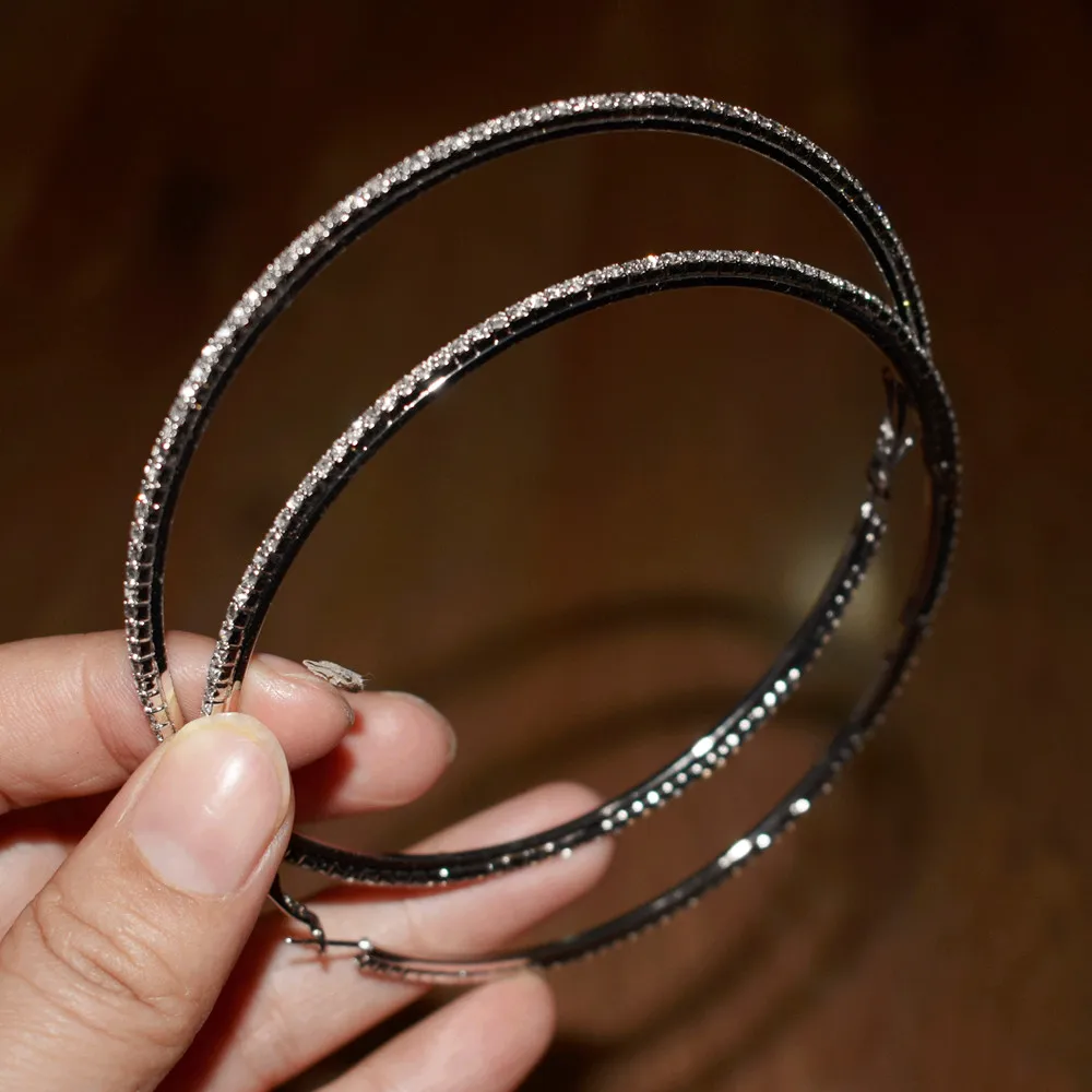 Женские классические серьги кольца большие блестящие стразы модные ювелирные