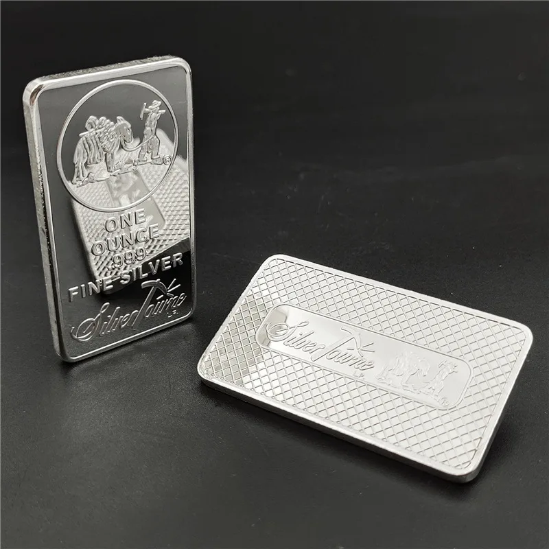 

American Prospector Silvering Bullion Bar One Ounce US Silver Plated Replica Metal Coin Badge Collectible Home Decoration Gift