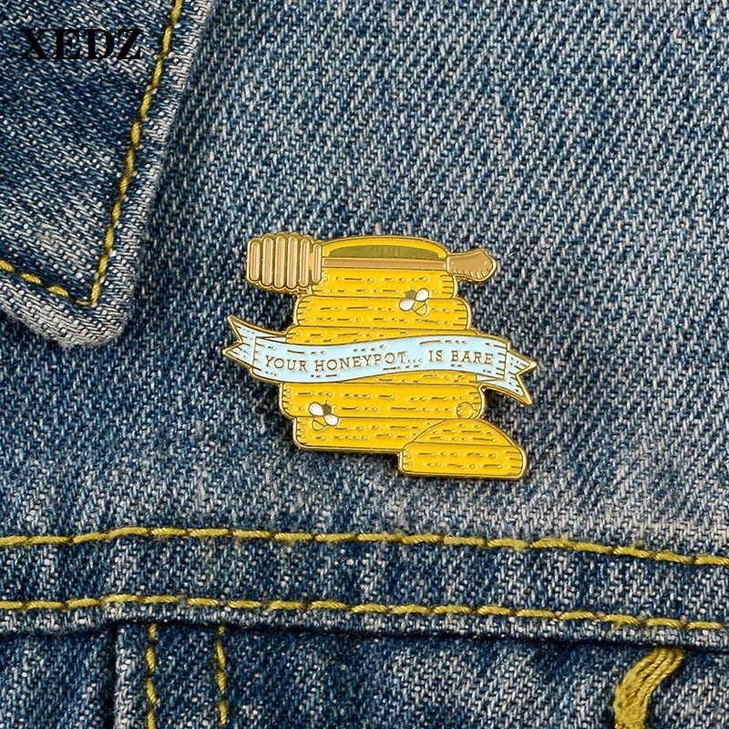 Золотисто-желтая консервированная брошь XEDZ с изображением милой вкусной еды