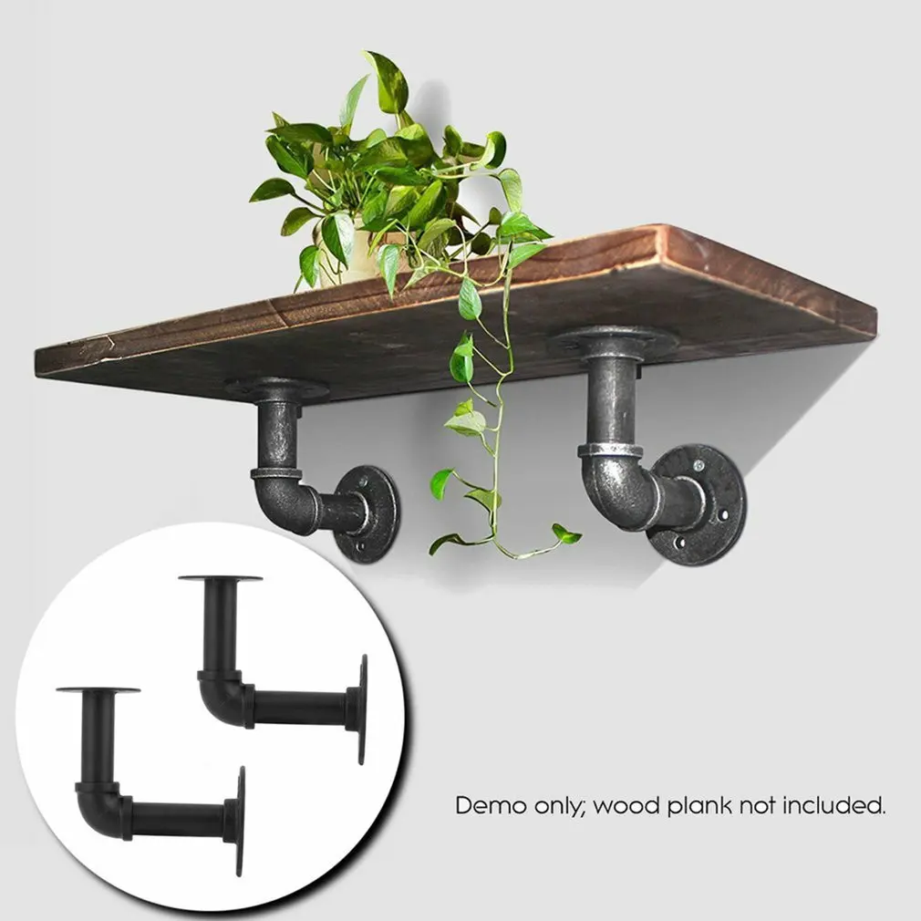 

Черная Железная полка для труб в стиле индастриал, 2 шт., стойка-кронштейн, L-держатель, винтажный настенный держатель для хранения в ретро ст...