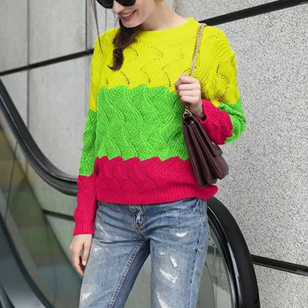 

Gentillove 2019 Causal Women Hollow Out Sweater Long Sleeve Crewneck Knitted Splice Fall Sexy Pullovers Jumper Winter Sweater