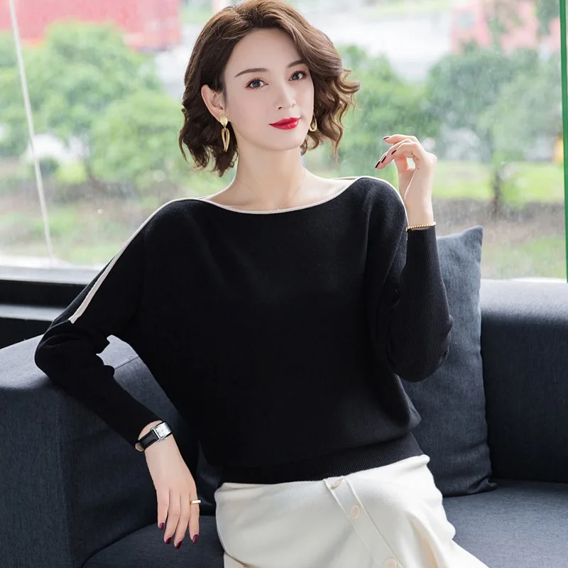 Новинка 2019 корейский женский осенний и зимний свитер с рукавом летучая мышь