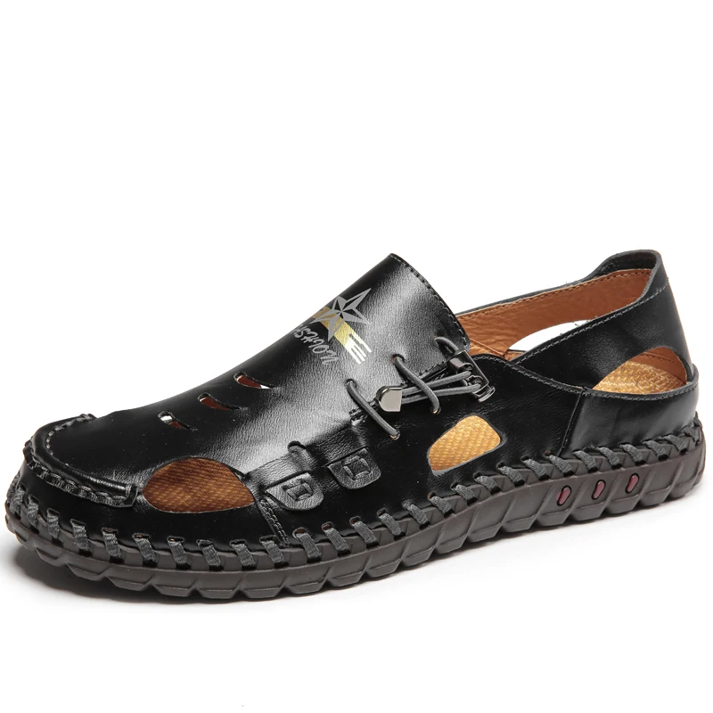 

Men's Sandals Handwork Summer Mens Shoes Casual Shoes Comfortable Breathable Leather Sandals Outdoor Men's Sneakers Size 38-48