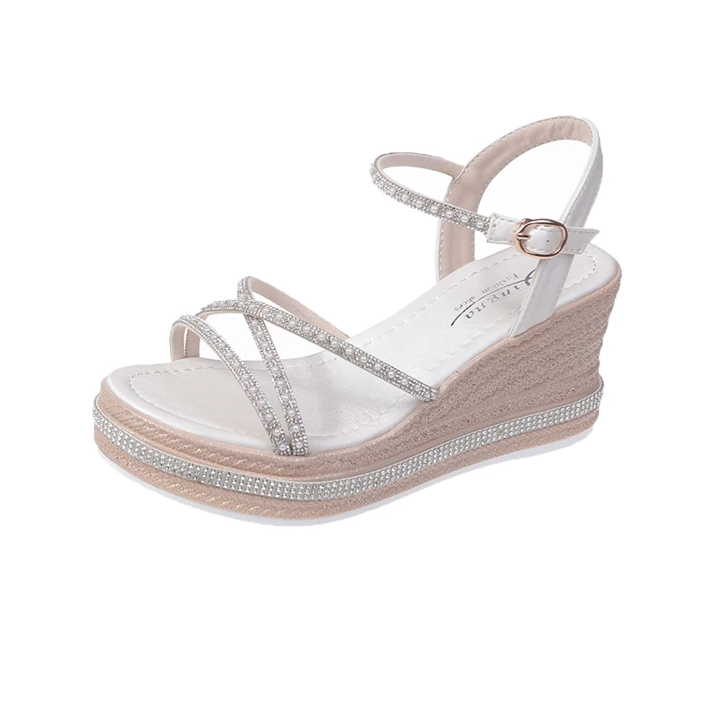 

Новинка 2021, туфли-гладиаторы в римском стиле с пряжкой, на высоком каблуке и платформе, Повседневная летняя обувь для женщин