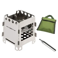 stainless steel camping wood stove portable outdoor folding titanium wood stove burning for backpacking survival cooking