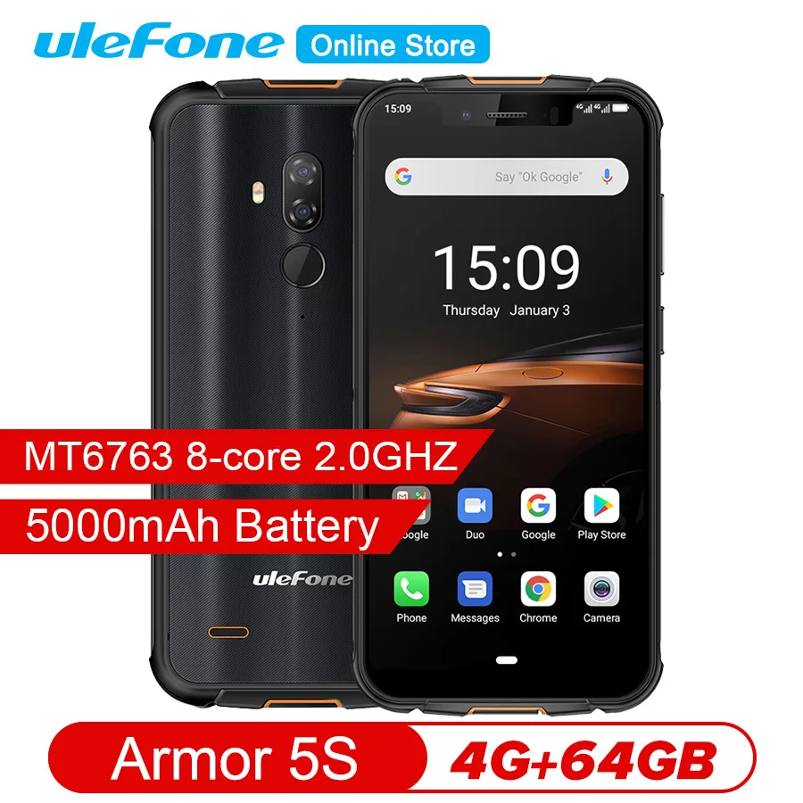 Ulefone Armor 5S 5 85 ''водонепроницаемый IP68 NFC прочный MT6763 Otca-core Android 9 0 4 Гб + 64