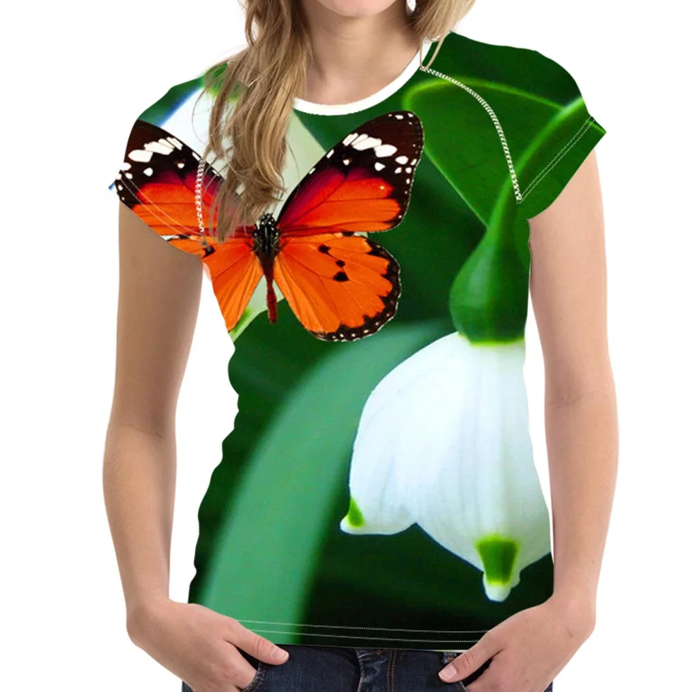 RI211BV FORUDESIGNS/3D Футболка с цветочным принтом Convallaria majalis, женские тонкие топы, укороченные женские эластичные футболки для бодибилдинга, женская одежда - Цвет: RI211BV