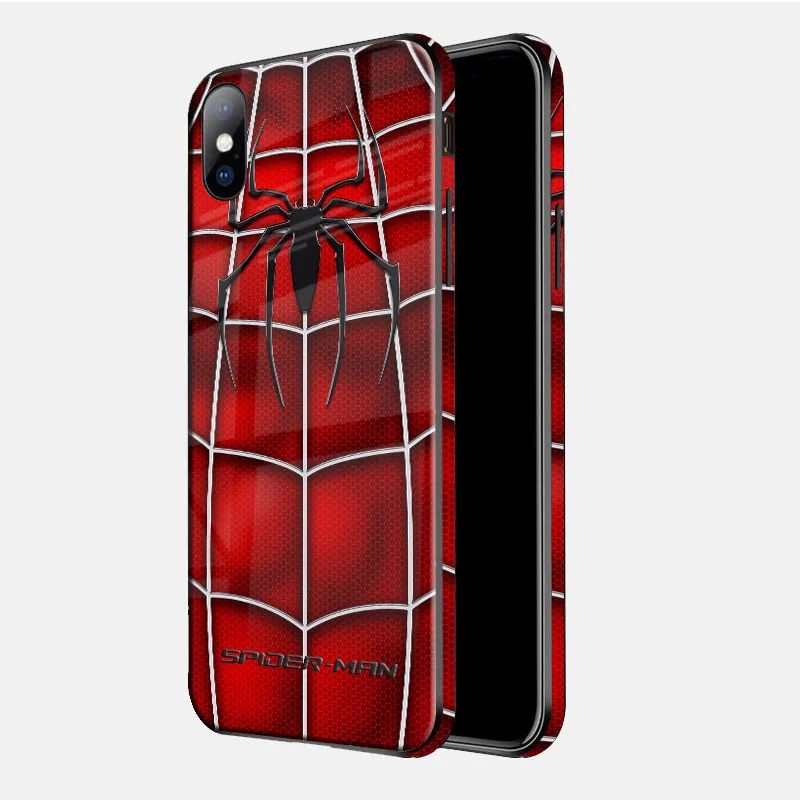 04 Чудо-яд Железный человек стеклянный чехол для iphone 11 11Pro Max X XS MAX XR Супермен Бэтмен цветной край задняя крышка для iphone 6 7 8 Plus - Цвет: 04