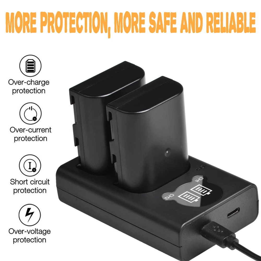 Двойное зарядное устройство со светодиодной подсветкой для камеры|Зарядные