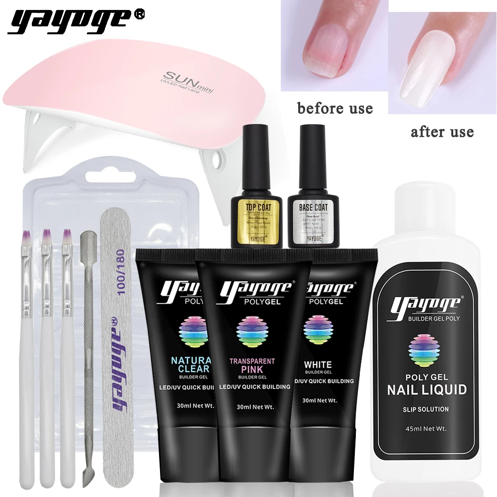 

Yayoge poly nail gel Kit with Lamp Gel polish For Nails Extensions Nail Kit Builder Gel UV For Manicure Nail Art Drop Shipping