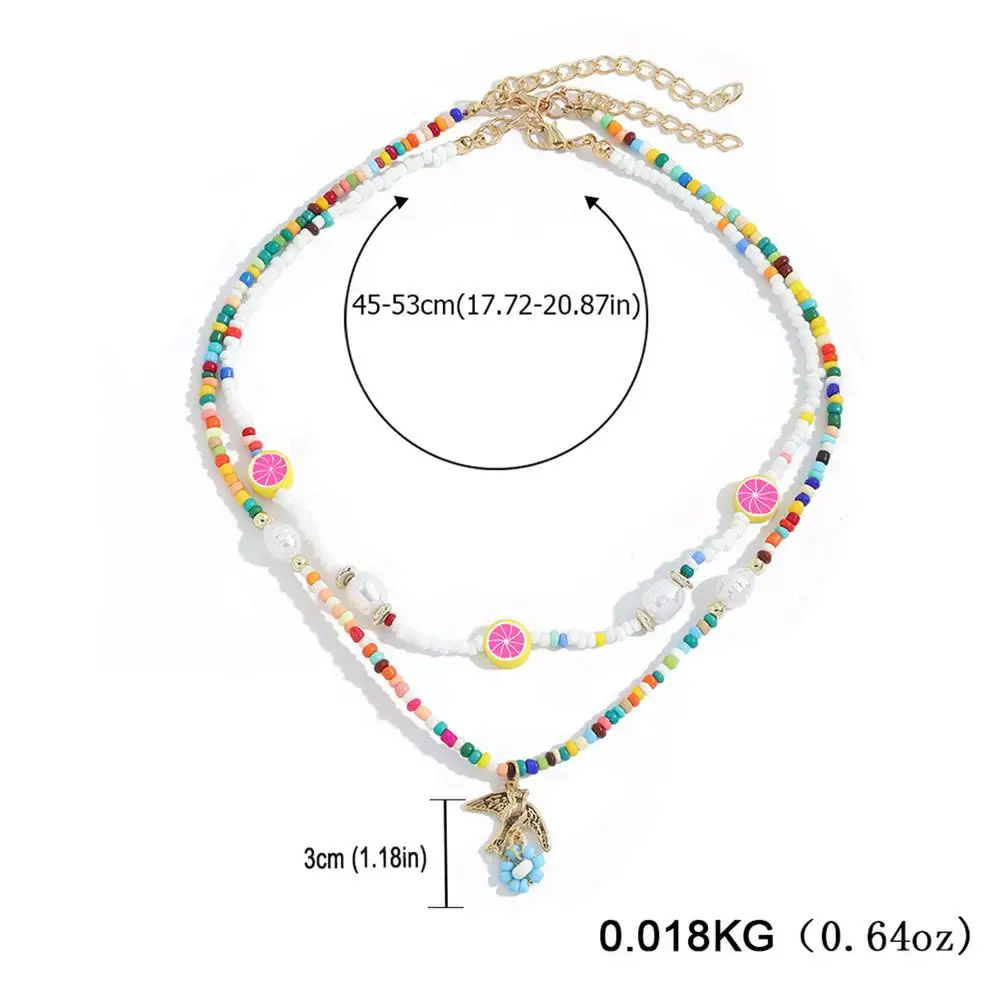 

Bohemia Handmade Layered Flower Necklaces Y2k Colorful Beaded Choker Women's Fashion Jewelry Necklace