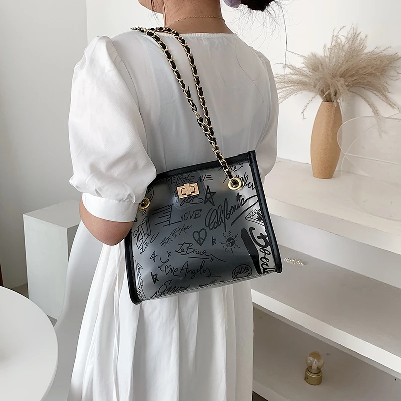 

Fashion summer PVC letter large capacity shoulder bag sac femme luxury designer handbag designer crossbody bags bolso mujer