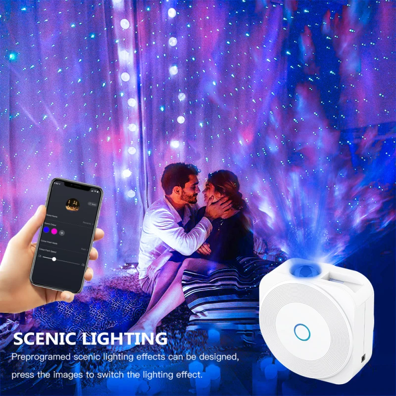

Tuya Starry Sky Projector Rotating Water Waving Night Light Led Colorful Cloud Lamp Atmospher Lamp Work with Alexa Google Home