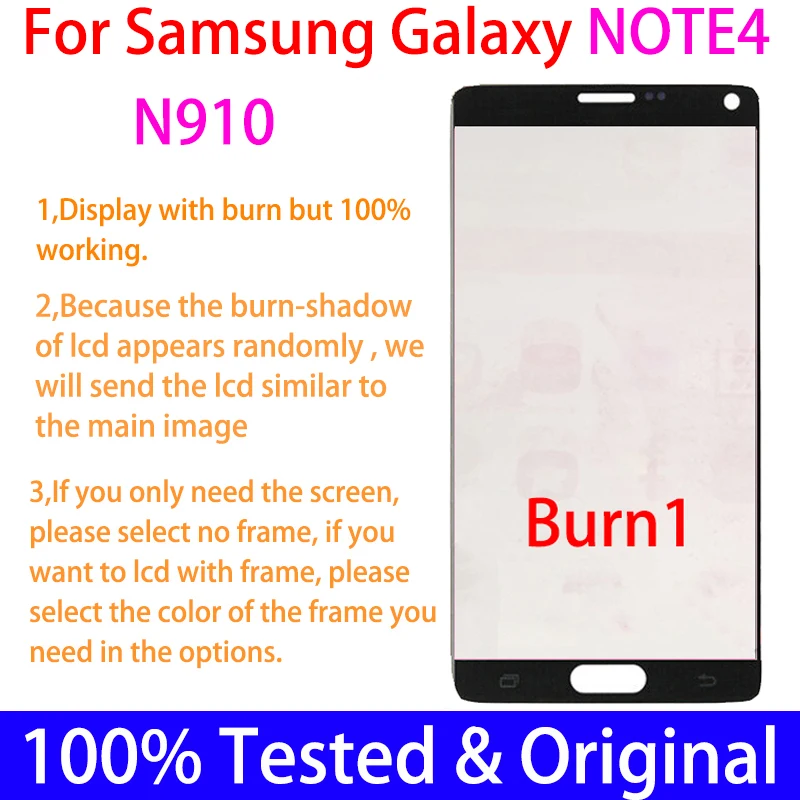 ЖК-дисплей Burn shadow для samsung Galaxy Note 4 оригинальный 5 7 дюйма сенсорный экран с