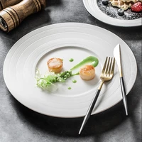 european brushed western steak plate black and white round dinner plate household 11 inch dessert salad plate kitchen tableware