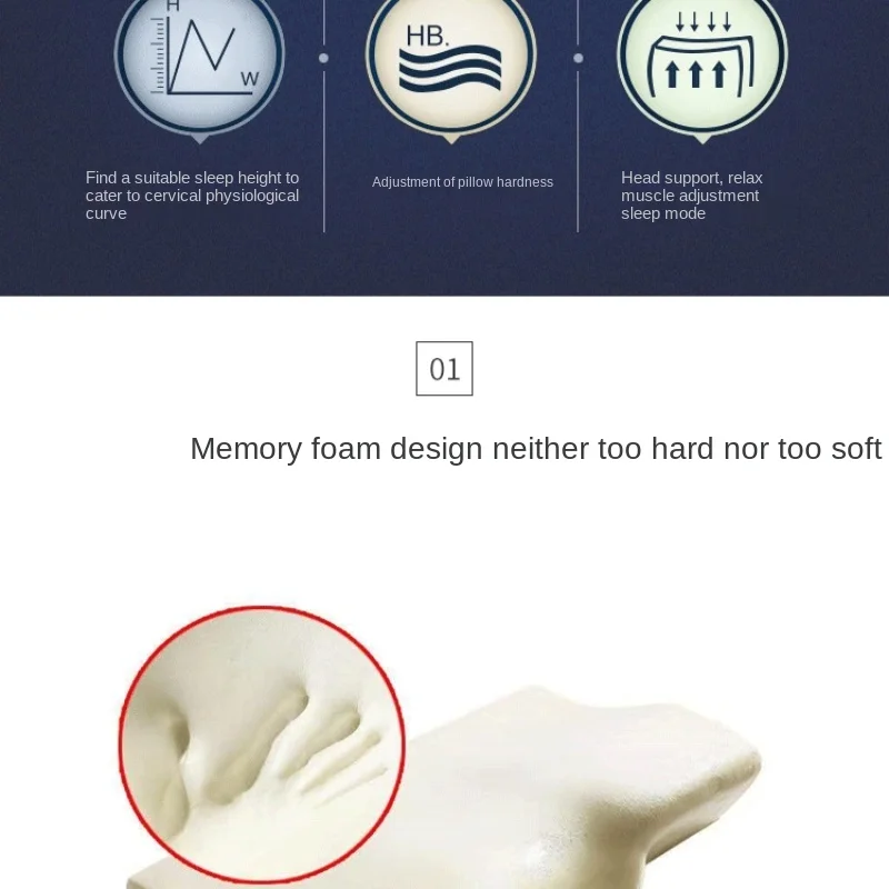 Подушка с эффектом памяти для шейного отдела позвоночника медленно эластичная