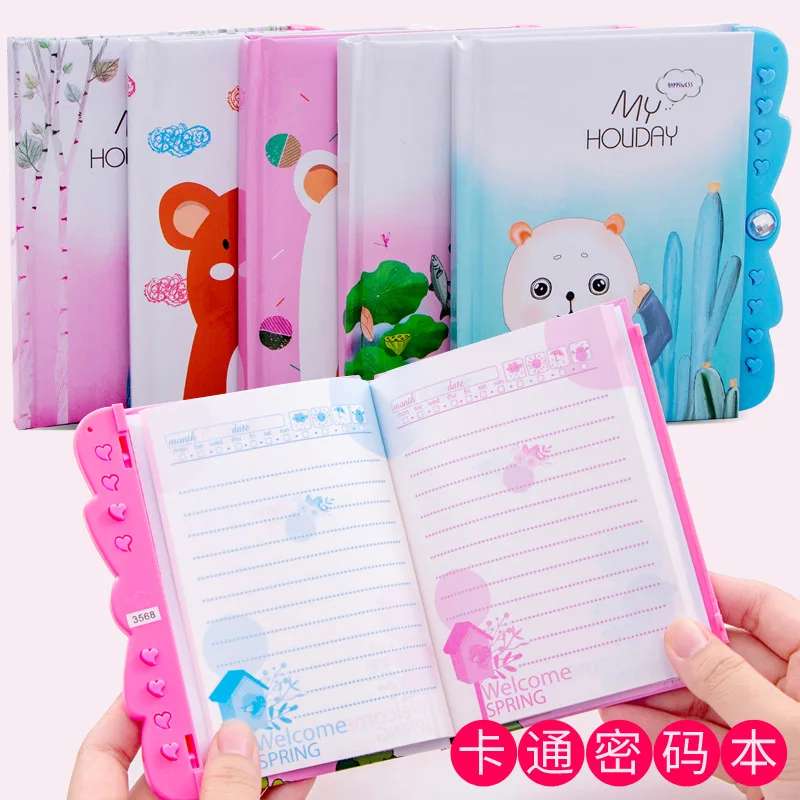 Милый блокнот с замком мультяшный Кот Медведь бумажный Органайзер персональный