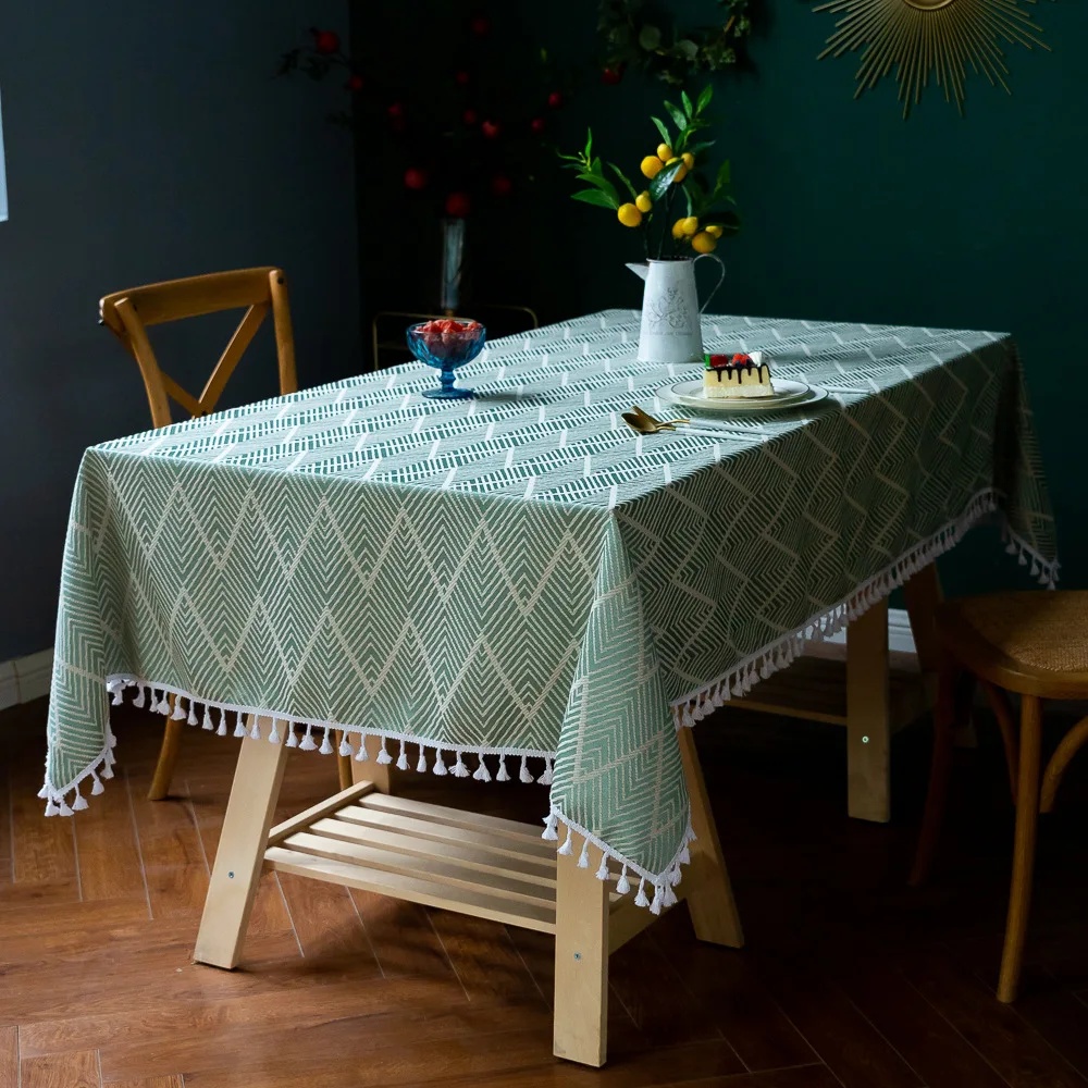 

Geometric Tablecloth Tassel New American Party Table Cloth Solid Color Table Cover Dining Table Decor Tazer Serape Home Decor