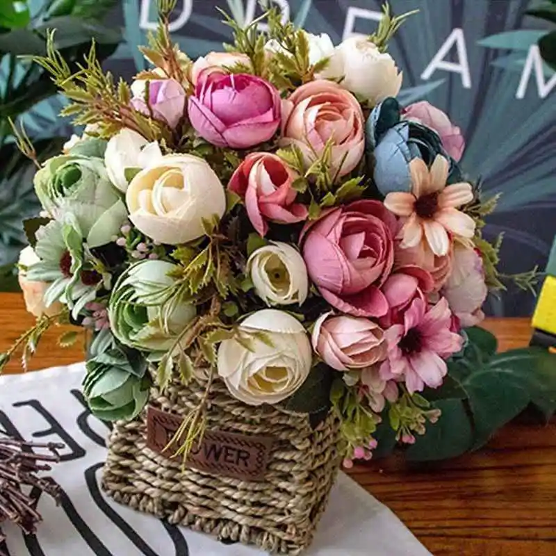 1 букет искусственных цветов осенняя чайная роза искусственные цветы для