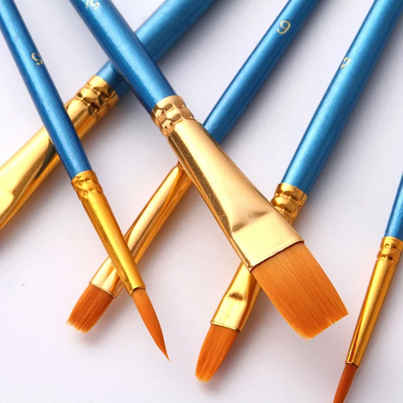 

10Pcs DIY Watercolor Pen Art Painting Supply Nylon Hair Oil Paint Brush Liner Round Filbert Angel Flat Acrylic Learning Supplies