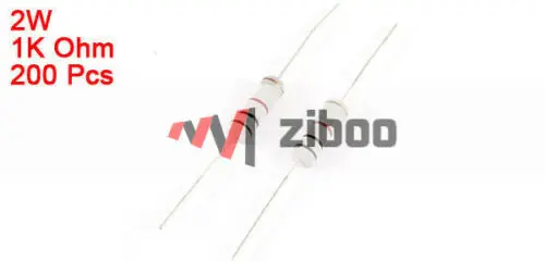 

200Pcs 1K ohm 2W Through Hole Metal Oxide Film Fixed Resistors 62 x 4mm 153g.