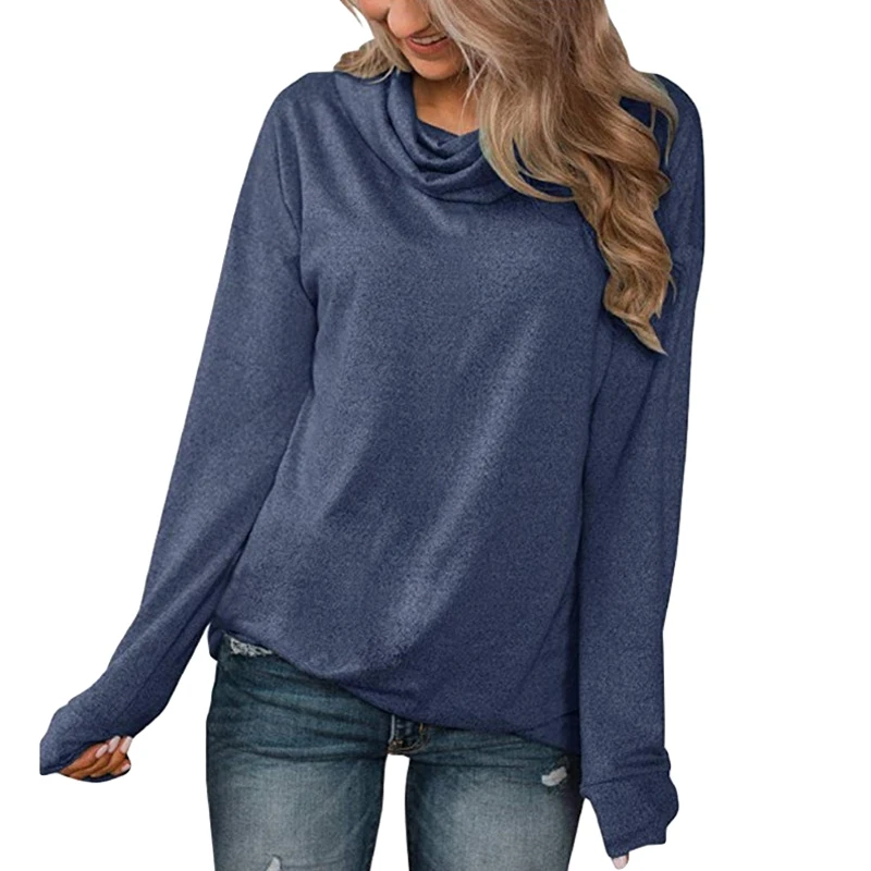 

Solid T-shirt Women 2021 Summer Fashion Long Sleeve Pile Heap Collar Oversized T-shirt Loose Plus Size Clothes Casual Tops Femme