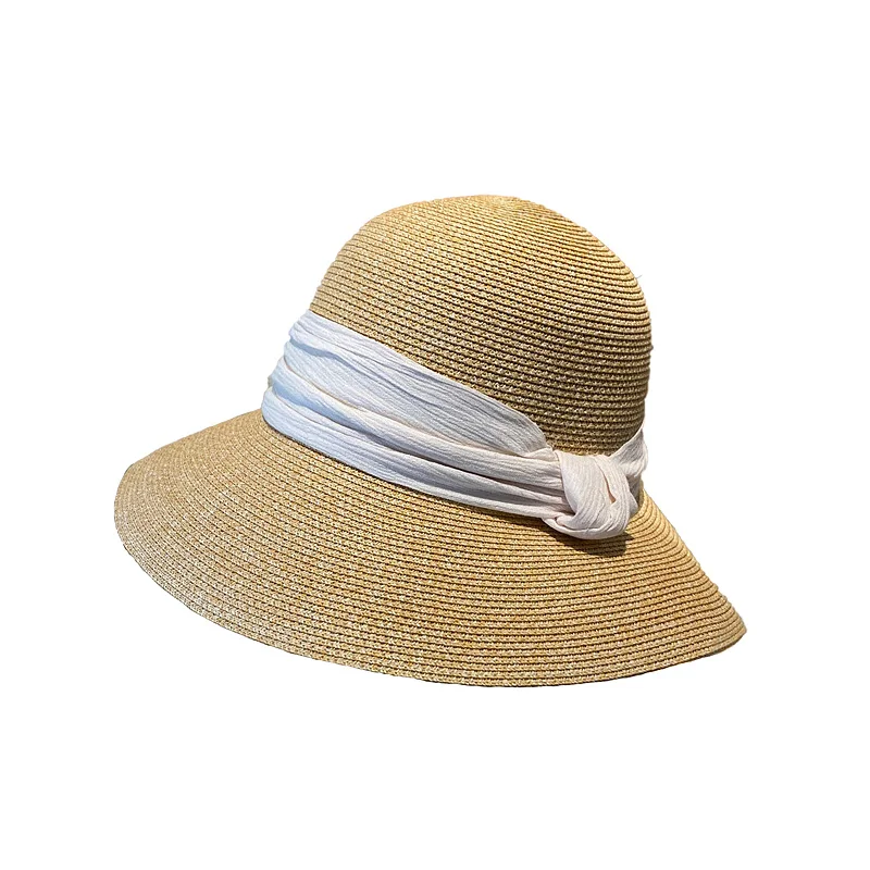 

Fashion Raffia Straw Hat Female Summer Anti-ultraviolet Big Brim Sunshade Hat Seaside Vacation cover Face Sunscreen Beach Hat