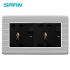 Универсальная стандартная настенная электрическая розетка с 5 отверстиями и двойным выключателем света, панель из нержавеющей стали, роскошная домашняя розетка