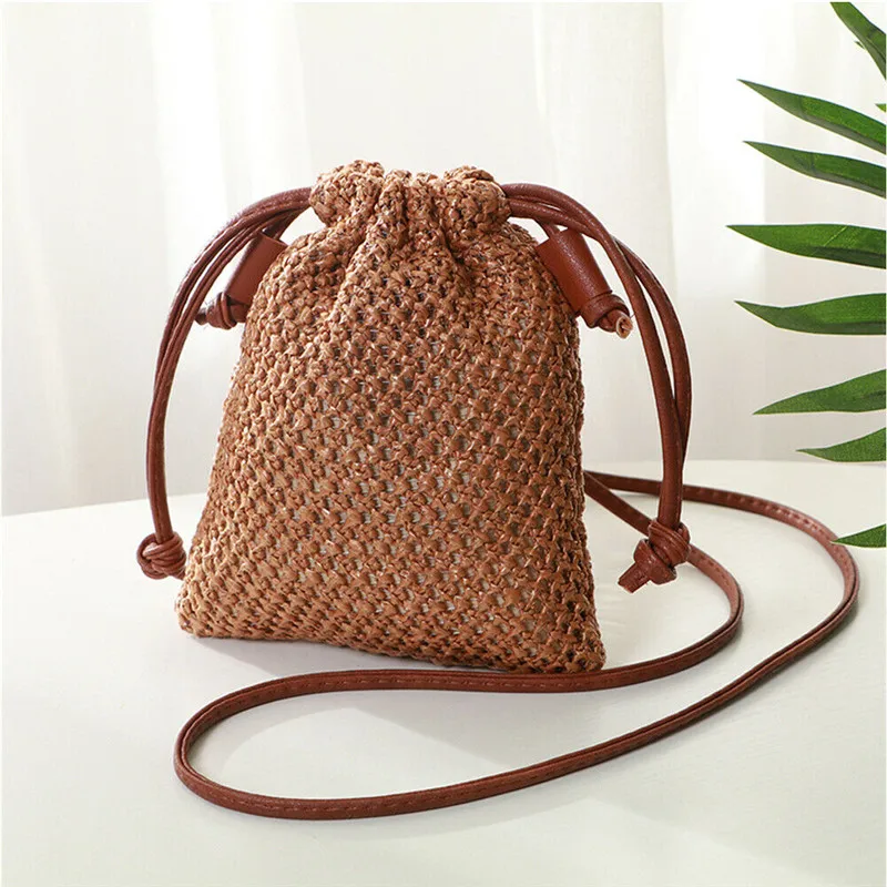 

Women Girl Bohemian Straw Woven Bag Rattan Wicker Handbag Beach Crossbody New Coin Purse