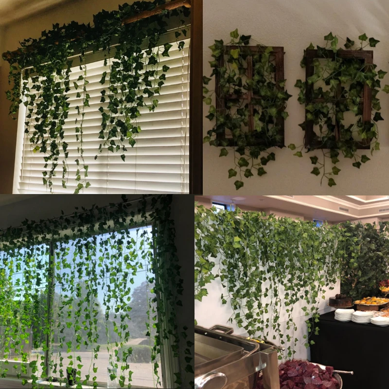 

1pcs 90cm Artificial Ivy Leaf Plants Vine Hanging Garland Fake Foliage Flowers Home Kitchen Garden Office Wedding Wall Decor