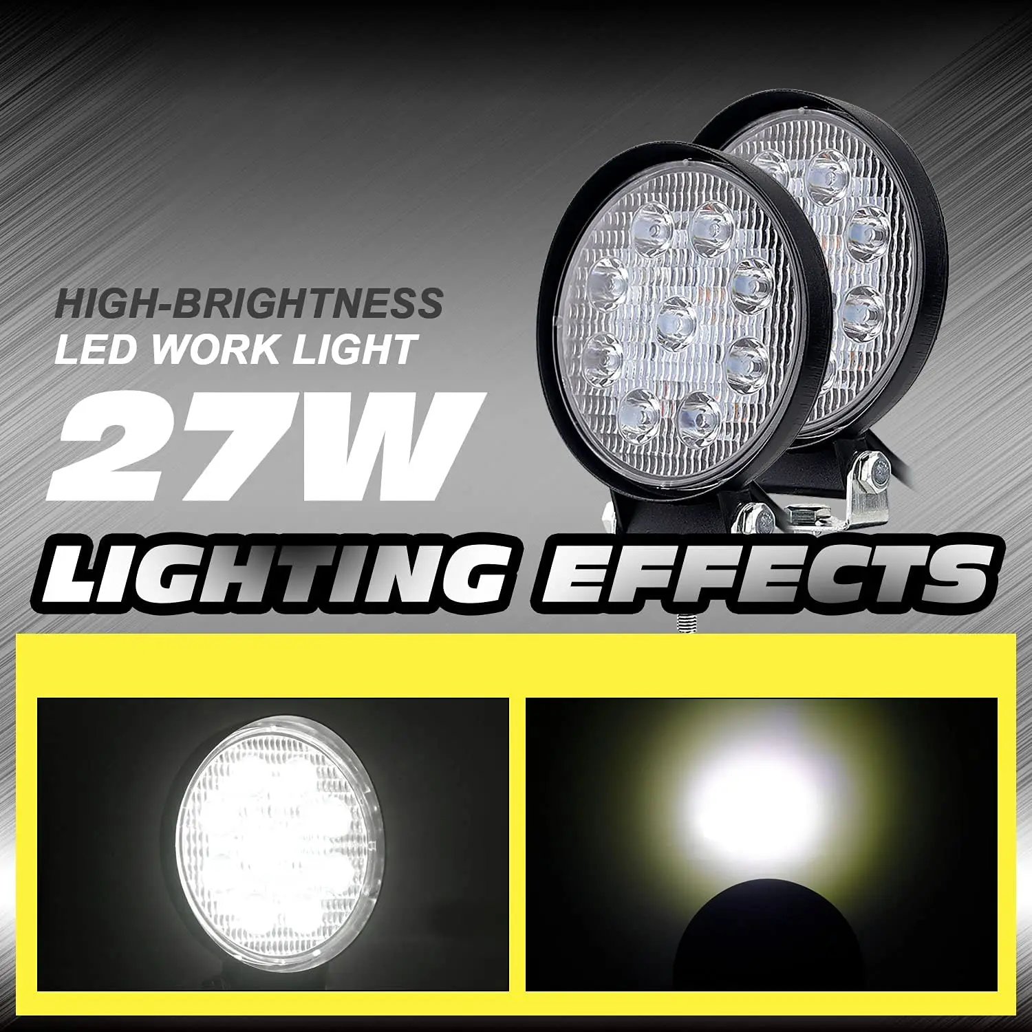 

Car Led Light 27W Working Bulb Car Spotlight Off-road SUV Engineering Vehicle Truck Agricultural Vehicle Round Square Spotlight