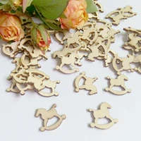 100pcs holes childrens rocking horse wood buttons clothing sewing accessories scrapbooking craft wood color cartoon pattern