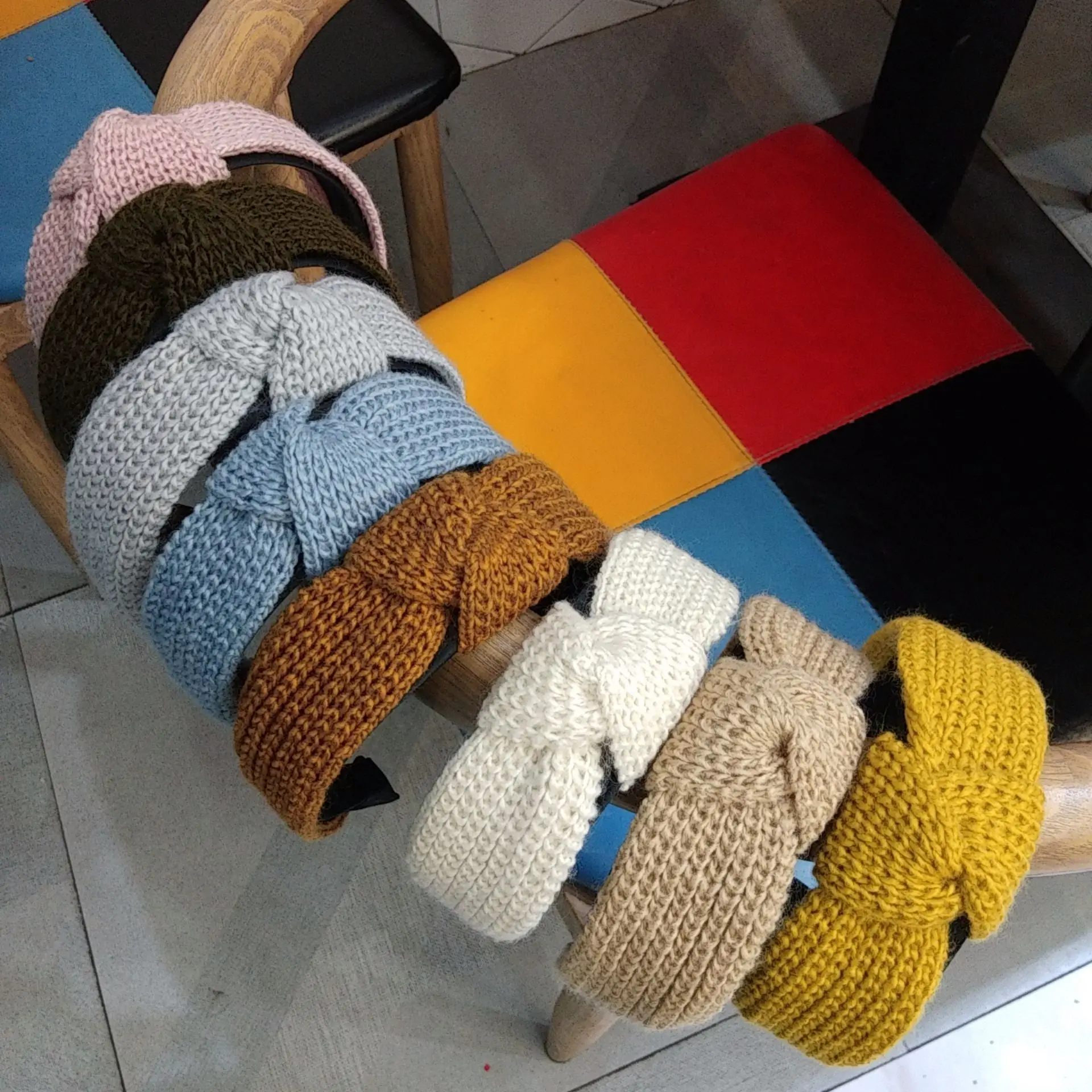 Корейская женская лента для волос с бантом одноцветная перекрестным узлом