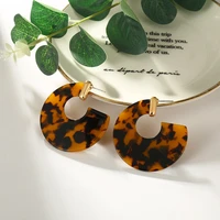 madrry fashion earrings circle double sided acrylic earrings 2021 new leopard print earrings open circle earrings