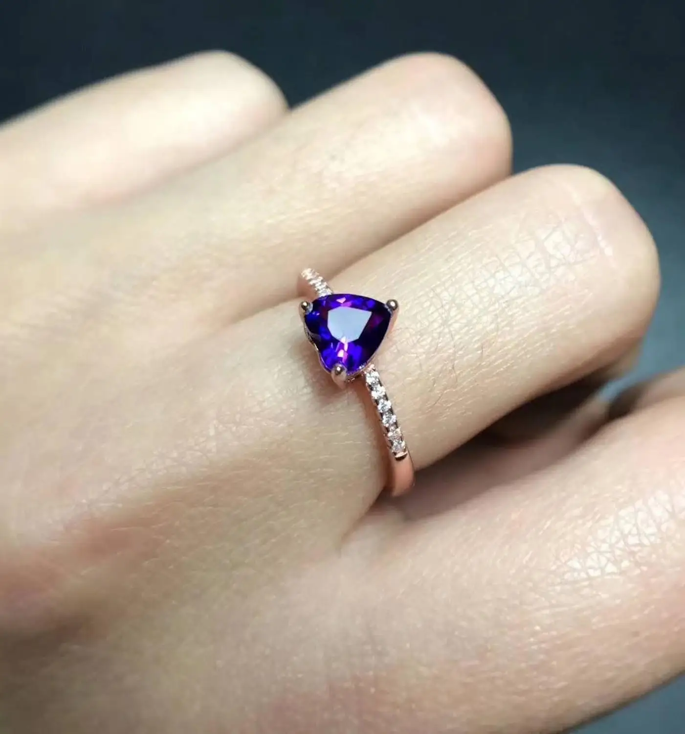 Natural And Real Amethyst  Gemstone Ring 925 Sterling Silver  Ring for Women Wedding Ring