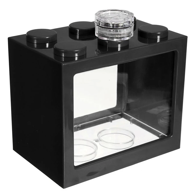 Black Betta Fish мини аквариум креативный строительный блок аквариум для домашнего офиса чайный столик украшение детское Кормление маленький строительный блок - Цвет: Black
