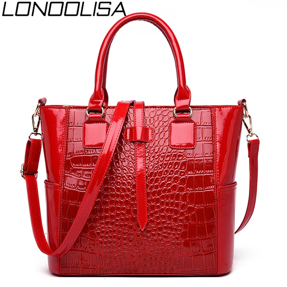 Комплект из 2 сумок лакированной кожи для женщин роскошные дамские сумочки