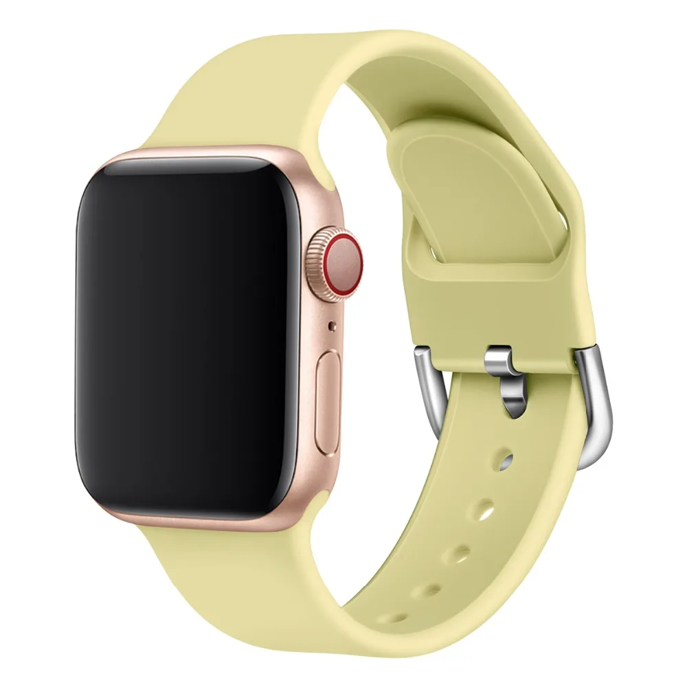 Силиконовый ремешок для наручных часов apple watch группа 44 мм 40 мм apple watch 5 4 ремешок 42 мм, 38 мм, версия наручных часов iwatch серии 5/4/3/2, correa, браслет