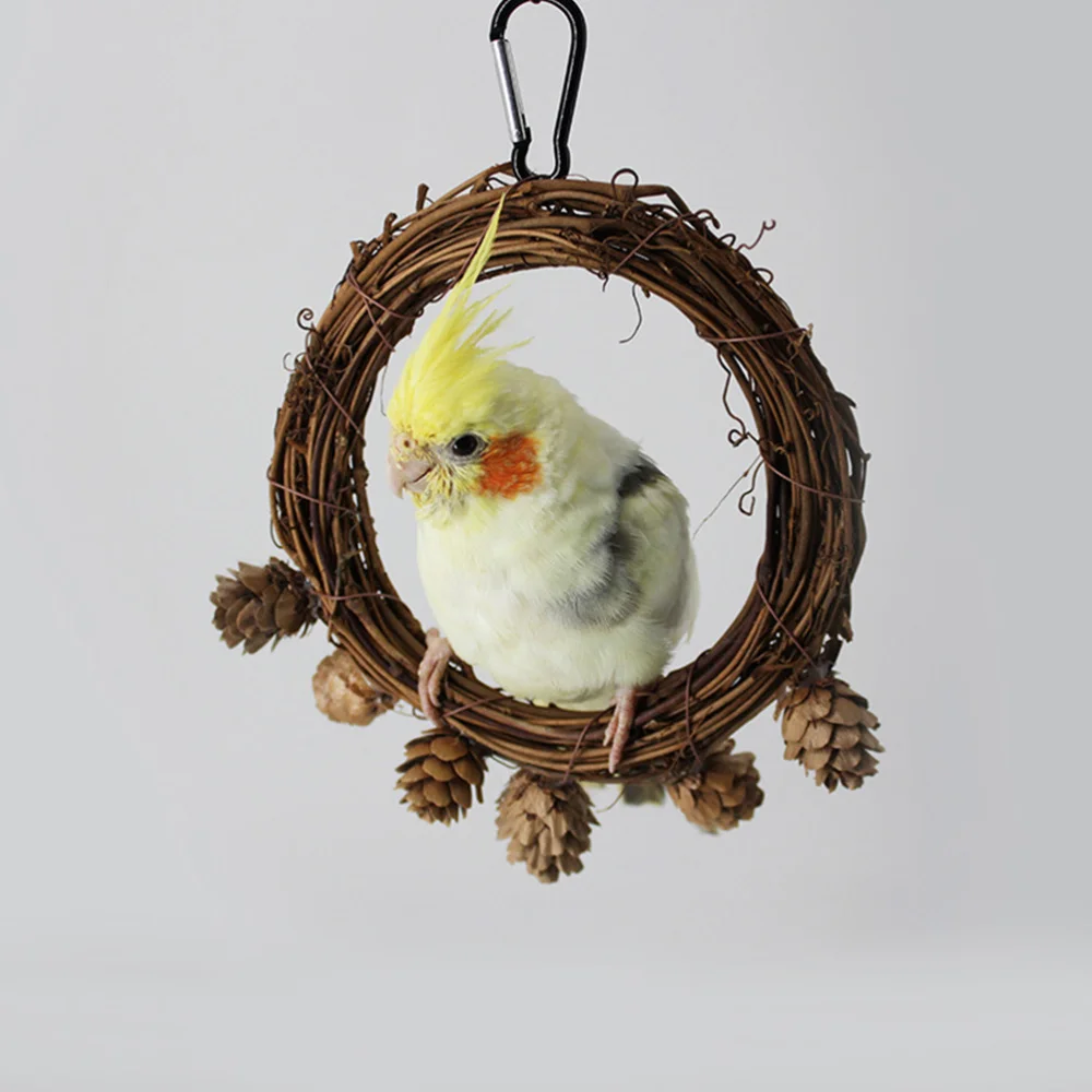 

1Pc Parakeet Swing Ring Birds Hanging Parrot Standing Rack Pet Bird Supply