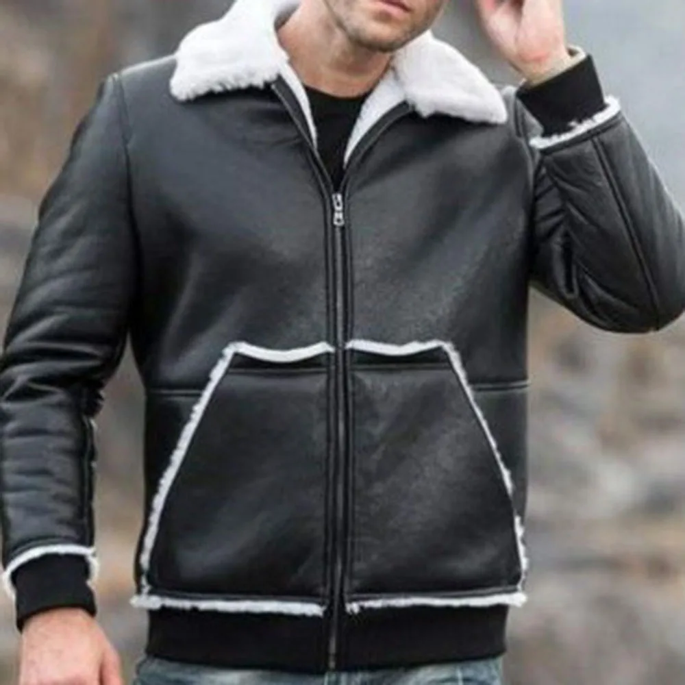 

2021 Autumn Winter New Men Leather Jackets Casual Motorcycle PU Jacket Biker Leather Thicken Warm Zipper Long Sleeve