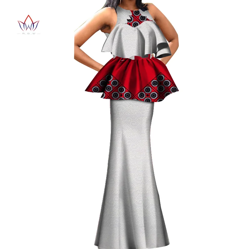 Лето 2020 комплект из топа и юбки для африканской женщины восковое Платье с принтом